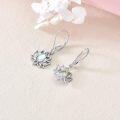 wholesale 925 Sterling Silver Lotus Flower Blue Opalite Drop Dangle Leverback Earrings-0-2