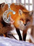 wholesale 925 Sterling Silver Red and White Fox Crescent Moon Star Pendant Necklace-0-5
