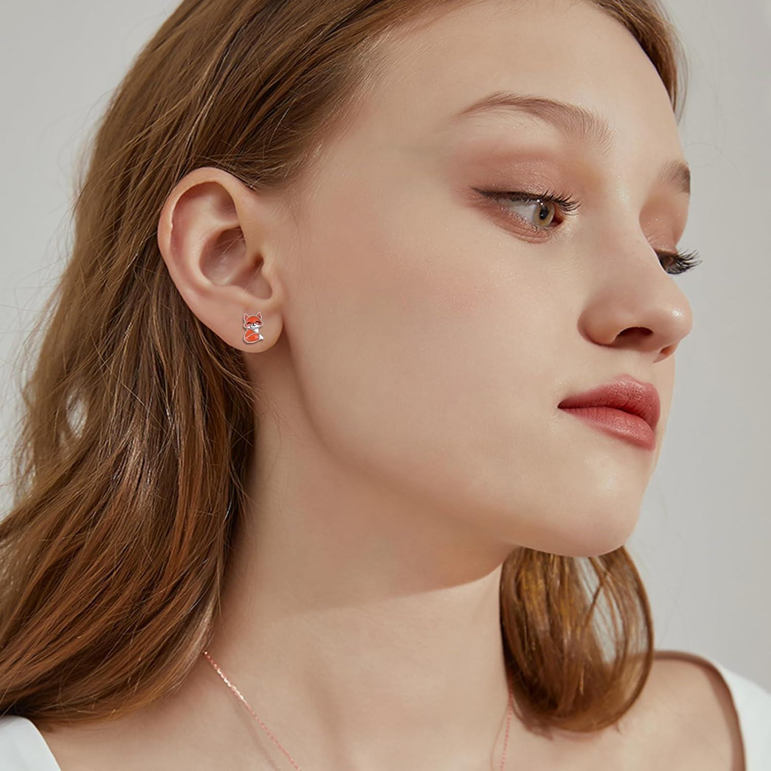 wholesale 925 Sterling Silver Fox Stud Earrings -0-1