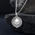 wholesale 925 Sterling Silver Skull Round Pendant Necklace with Chain for Men Women  45cm Length-0-3