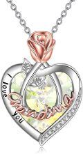 wholesale TOUPOP Christmas Gifts For Mom Grandma Nana 925 Sterling Silver I Love You Necklace Rose Flower Love Heart With Crystal Jewelry For Women -0-0