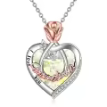 TOUPOP Sterling Silver Crystal I Love You Rose Flower Heart Necklace-0-0