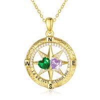 wholesale 925 Sterling Silver Compass Pendant with Birthstones for Women-05-06-May-Jun