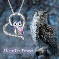 wholesale 925 Sterling Silver Purple Enamel Owl Pendant with I Love You Forever Inscription and Cubic Zirconia Chain - Valentine's Day Gift for Her-0-2
