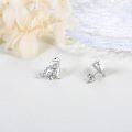 wholesale 925 Sterling Silver Stegosaurus Stud Earrings with Cubic Zirconia Stones for Women Girls-0-4