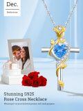 wholesale Sterling Silver Rose Cross Pendant Necklace for Women-0-5