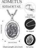 wholesale Sterling Silver Patron Saint Medal Amulet Necklace for Men 2 5mm 22 +2 Chain-0-1