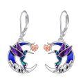 wholesale 925 Sterling Silver Hummingbird Moon Drop Earrings with Enamel and Rose Gold Accents Gift for Her-0-0