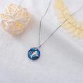 wholesale 925 Sterling Silver Angel Cat Blue Crystal Pendant Necklace s for Women-0-3