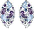 wholesale 925 Sterling Silver Butterfly Marquise Stud Earrings with Multi Gemstones for Women Ladies-0-0