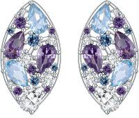 wholesale 925 Sterling Silver Butterfly Marquise Stud Earrings with Multi Gemstones for Women Ladies-Style2