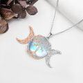 wholesale 925 Sterling Silver Moon & Tree Pendant Necklaces for Women - Blue Opalite Stone -0-3