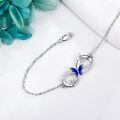 wholesale 925 Sterling Silver Blue Enamel Butterfly Infinity Chain Bracelet-0-2