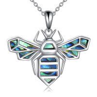 wholesale 925 Sterling Silver Bee Pendant With Abalone Inlay-bee necklace