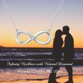 wholesale 925 Sterling Silver Infinity Pendant with Single Cubic Zirconia Accent - 18 Chain + Extender-0-1
