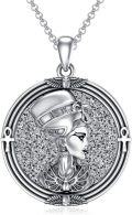wholesale 925 Sterling Silver Egyptian Nefertiti and Anubis Pendant Necklace for Women & Men-0-0