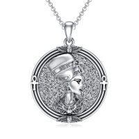 wholesale 925 Sterling Silver Nefertiti Profile Pendant With Sparkling Backdrop-Nefertiti