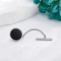 wholesale 925 Sterling Silver Black Onyx Round Tie Clips Freemason Norse  for Men-0-2