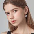 wholesale 925 Sterling Silver Moon Fox Abalone Shell Dangle Drop Earrings for Women -0-1
