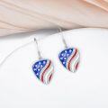 wholesale Silver Metal American Flag Guitar Pick Drop Dangle Hook Earrings USA Jewelry for Women Girls 925 Sterling Silver Hypoallergenic Gift Boxed-0-1