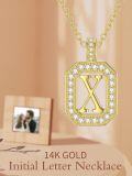 wholesale 14K Solid Gold Moissanite Initial Pendant Necklace A-Z 16 2mm Chain-0-1