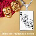 wholesale 925 Sterling Silver Comedy Tragedy Masks Pendant Necklace with 3mm Cable Chain for Men & Women-0-4