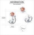 wholesale 925 Sterling Silver Rose and Cat Pendant Necklace - Gifts for Women-0-4