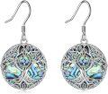 wholesale 925 Sterling Silver & Abalone Shell Tree of Life Earrings with Witches Knot Design for Women Men Gift-0-0