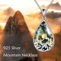 wholesale 925 Sterling Silver Moss Agate Stone Mountain Pendant Necklace for Women Skiing Camping Gifts-0-1