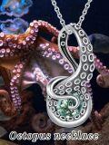 wholesale 925 Sterling Silver Labradorite Octopus Tentacle Pendant Necklace Sea Life s for Her-0-2