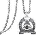 wholesale 925 Sterling Silver Evil Eye Pyramid Pendant Necklace  for Men Punk Protection Jewelry-0-0