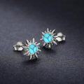 wholesale 925 Sterling Silver Turquoise Celestial Stud Earrings - Blue Stone Earings for Women Gifts-0-1