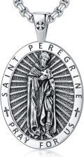 wholesale 925 Sterling Silver Saint Peregrine Medal Necklace - Protection & Healing Charm Pendant for Men and Women-0-0