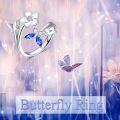 wholesale 925 Sterling Silver Cubic Zirconia Butterfly Flower Adjustable Ring-0-4
