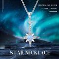 wholesale 925 Sterling Silver Blue Opal Star Pendant Necklace for Women Girls -0-5