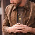 wholesale Gold 925 Sterling Silver Star of David Necklace with Chain Jewish Pendant Gift for Men-0-2