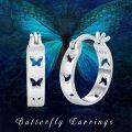 wholesale 925 Sterling Silver Hollow Butterfly Hoop Earrings for Women and Girls-0-5