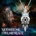 wholesale 925 Sterling Silver Owl Dreamcatcher Pendant Necklace with Moonstone and Star of David Charm for Women's Anniversary Gift-0-1
