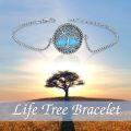 wholesale 925 Sterling Silver & Created Turquoise Tree of Life Bracelet for Good Luck, Health, Growth, Strength - 0.66-0.85, 7-9 Chain, Hypoallergenic Gift for Women-0-4