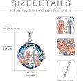 wholesale 925 Sterling Silver Blue Crystal Rose Flower Sisters Circle Pendant Necklace-0-5