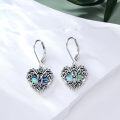 wholesale 925 Sterling Silver Tree of Life Abalone Shell Heart Drop Dangle Lever Back Earrings Gift for Her-0-3