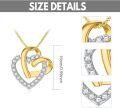 wholesale  14K Gold Two Tone Solid Gold Stone Heart Necklace for Women -0-2
