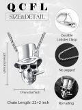 wholesale 925 Sterling Silver Top Hat Skull Pendant Necklace for Men Gothic s-0-1