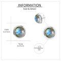 wholesale 925 Sterling Silver Labradorite Stud Earrings Natural Heart Halo Gemstone -0-4