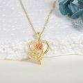 wholesale 14K Gold Rose Flower in Heart Shape Pendant Necklaces for Women Girl's Valentines Day Gifts-0-3