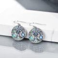 wholesale 925 Sterling Silver Abalone Shell Triple Moon Goddess Pentagram Drop Earrings Wiccan Jewelry for Women-0-2
