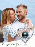 TOUPOP Sterling Silver Black Freshwater Pearl Heart Pendant Necklace-0-4