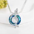 wholesale 925 Sterling Silver Blue Crystal Butterfly Pendant Necklace for Women and Girls-0-2