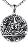 wholesale 925 Sterling Silver All-Seeing-Eye Triangle Pendant Necklaces Mens Gothic Luciferian Order Protection s 36 Chain-0-0