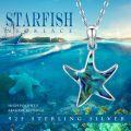 wholesale 925 Sterling Silver Abalone Shell Starfish Pendant Necklace Sea Life Jewelry for Women Girls 45cm Chain Length-0-1